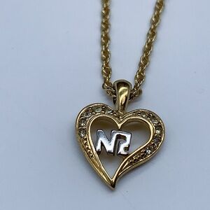 Nina Ricci Gold and Silver Heart Pendant Necklace